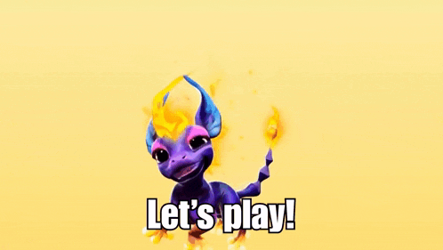 a purple dragon with the words let 's play written on it