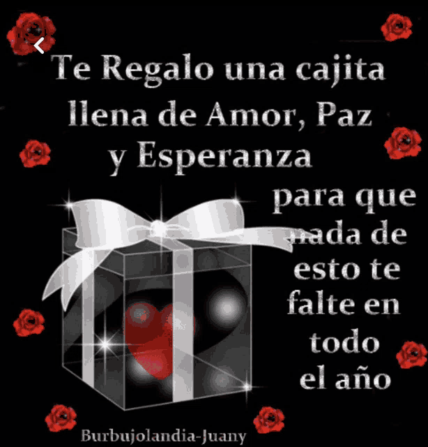 a picture of a gift box with the words te regalo una cajita llena de amor paz y esperanza
