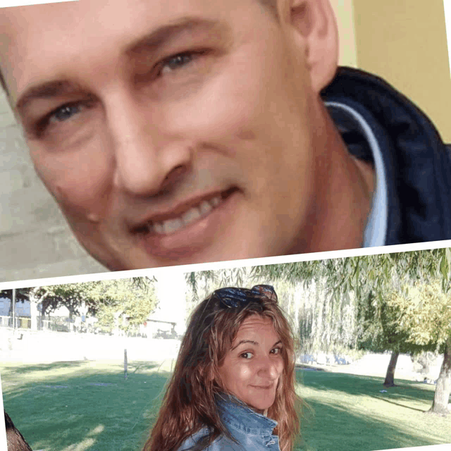 a man and a woman are posing for a picture together