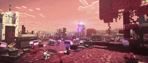 a screenshot of a video game with a purple sky