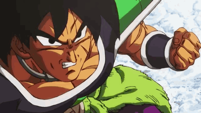 a close up of a cartoon character with a fist raised