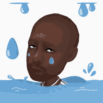 a cartoon drawing of a man with tears on his face