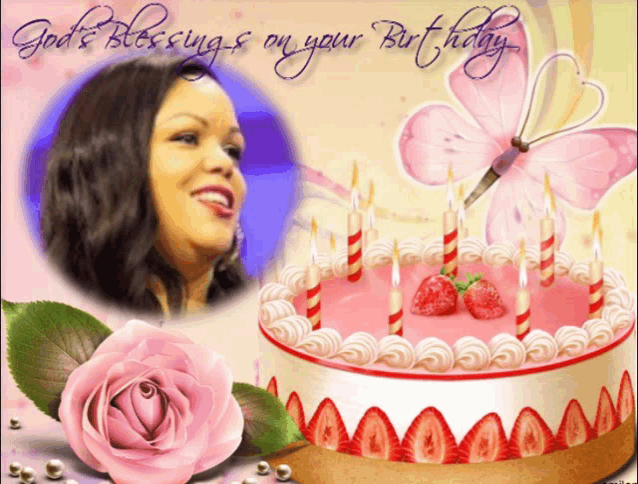 a birthday card with a picture of a woman on it