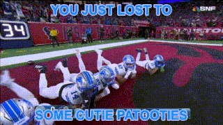 a group of football players are laying on the ground with the words you just lost to some cutie patooties above them