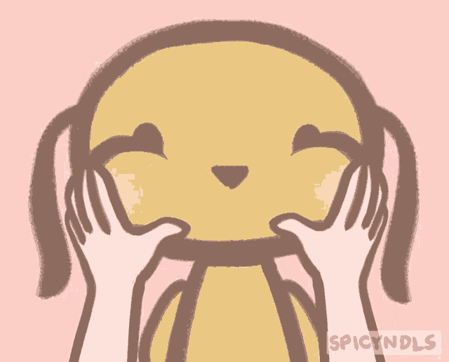 a drawing of a dog 's face with the words spicyndls below it