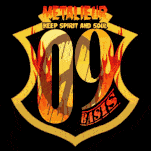 a metallica logo with the number 09 in the center