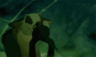 a cartoon hyena with its mouth open and its tongue sticking out