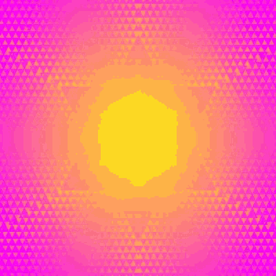 a pink and yellow background with triangles and a yellow glow in the middle .