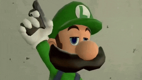 a cartoon character with a beard and a hat is holding a gun .
