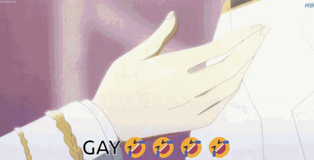 a picture of a person 's hands with the words gay written in the corner