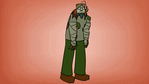a cartoon drawing of a person with a bandaged arm
