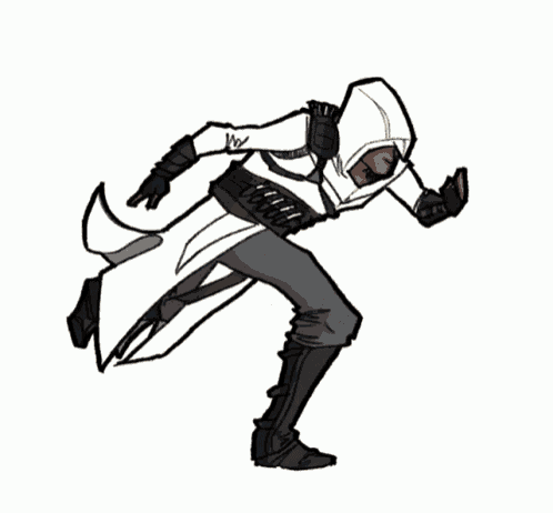 a drawing of a person running with a bow and arrow on a white background