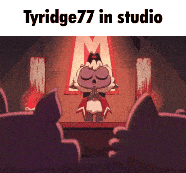 a picture of a cartoon character with the words tyridge77 in studio