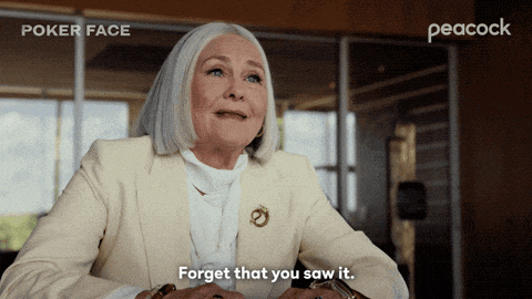a woman says forget that you saw it in a peacock advertisement