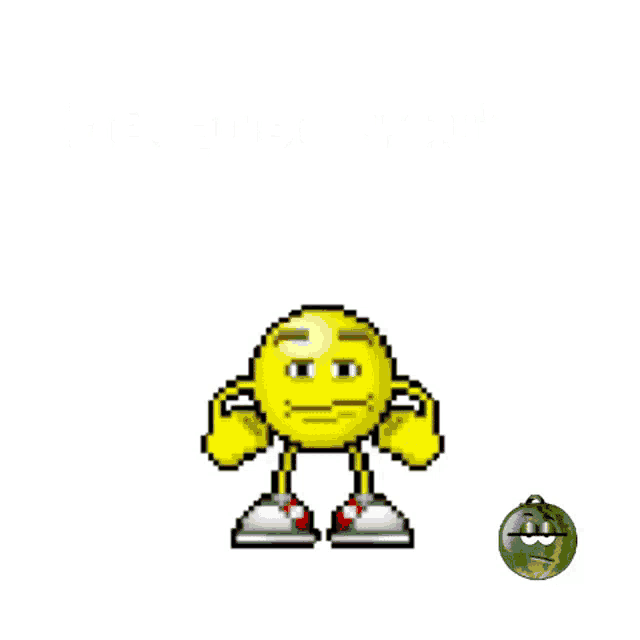 a pixel art of a smiley face with a speech bubble that says because you 've been running