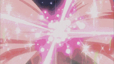 a pink and purple background with sparkles and a person 's hand