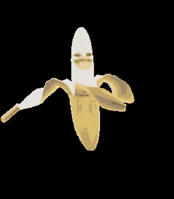 a cartoon illustration of an open banana with a smiling face
