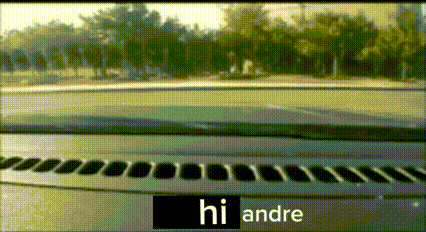 a dashboard of a car with the words hi andre on it