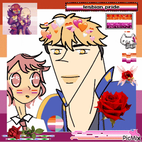 a drawing of a man and a girl with the words lesbian pride on the bottom