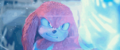 a close up of a cartoon character with a blue background