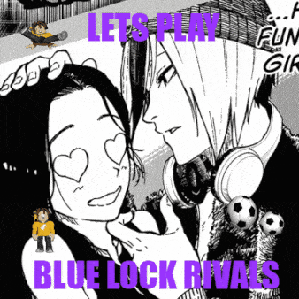 a black and white drawing of a man and a woman with the words lets play blue lock rivals