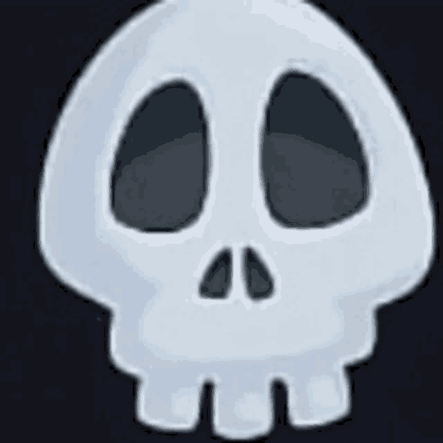 a white skull with black eyes and a black background .