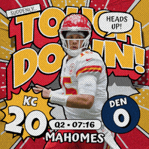 an advertisement for the kansas city chiefs shows a man in a helmet