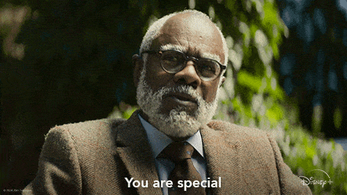an older man in a suit and tie says you are special
