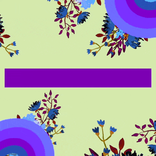 a purple circle with arabic writing on it surrounded by flowers