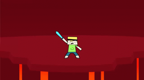 A gif from the Minecraft parody 'Screw the Nether' where Martyn is hit by fireballs and falls into lava.
