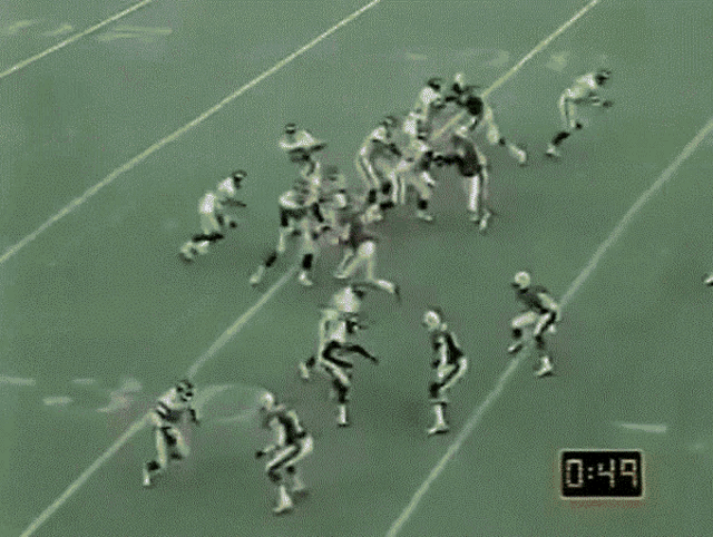 a football game is being played and the clock reads 0.42