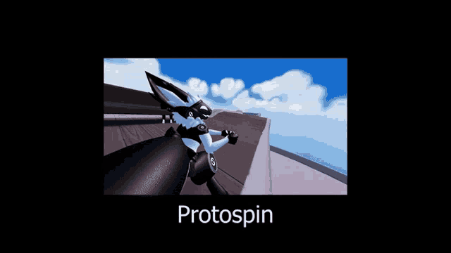 a picture of a video game character that says protospin on it