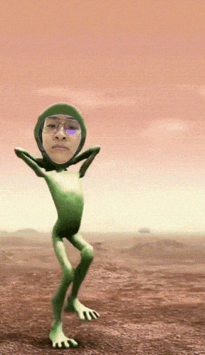 a frog with glasses and a helmet on his head is dancing