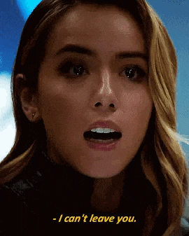a close up of a woman 's face with the words `` i can 't leave you '' written on the bottom .