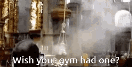a man in a church is asking if his gym had one