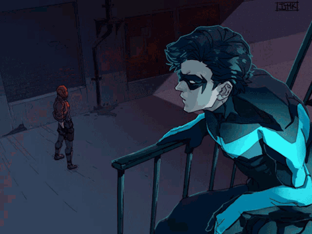 a drawing of a man in a superhero costume with jjhk written on the bottom right