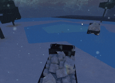 a computer generated image of a truck driving through a snowy area