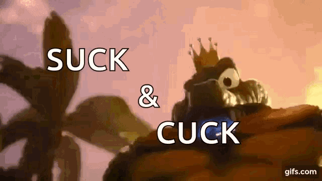 a cartoon of a crocodile with a crown and the words suck & cuck