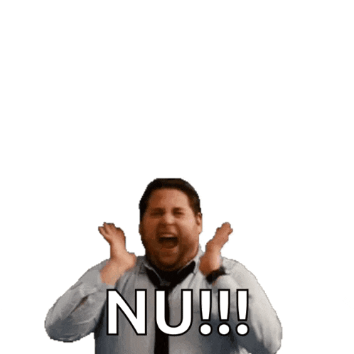 a man is surrounded by red hearts and says nu !!