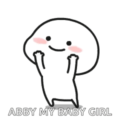 a cartoon character is standing with his hands up and says abby my baby girl .