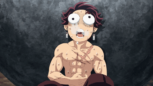 a cartoon character with a tear running down his eye