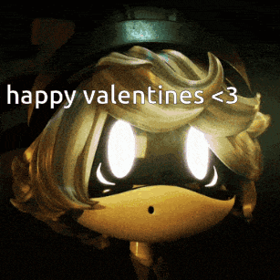 a cartoon character says " happy valentines < 3 "