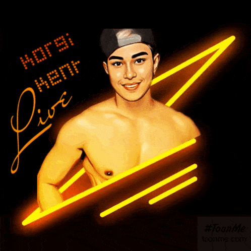 a picture of a shirtless man with the words " horsi kent " written on it