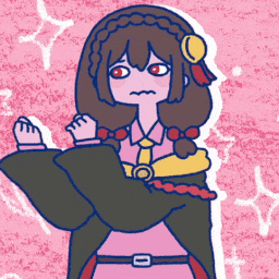 a drawing of a girl wearing a pink dress and a black cape