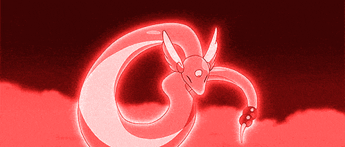 a red and white snake with wings and horns