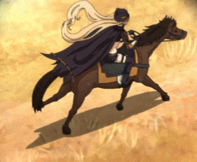 a woman in a cape is riding a horse