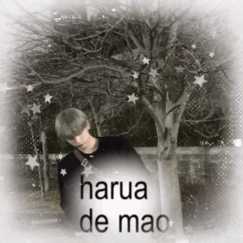 a picture of a person with the words harua de mao below them