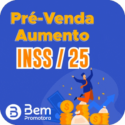 an advertisement for pre-venda aumento inss / 25 shows a man jumping in the air