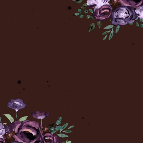 a brown background with purple flowers and the words " i 'm sorry "