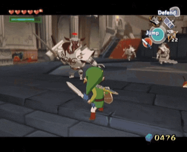 a screenshot of a video game that says defend jump and 4766